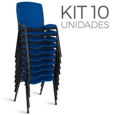 Imagem de Cadeira Plástica Fixa Kit 10 A/E Azul Lara - Shopcadeiras