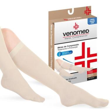 Imagem de MEIAS COMPRESSÃO 20 a 30MMHG FECHADA 3/4 VENOMED TROMB1200, G, Bege