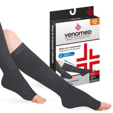 Imagem de MEIAS COMPRESSÃO 20 a 30MMHG ABERTA 3/4 VENOMED TROMB1300, G, Preto