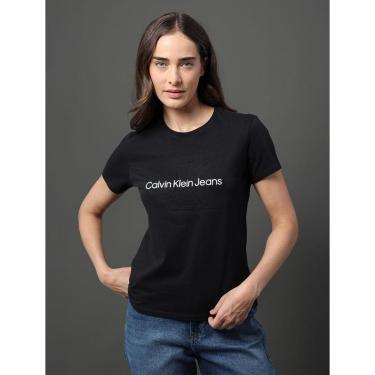 Imagem de Camiseta Feminina Logo Centralizado Calvin Klein Jeans - Preto-Feminino