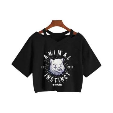 Imagem de Camiseta Feminina Demon Slayer Nezuko Kimetsu No Yaiba Crop Top Tanjir