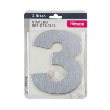 Imagem de Número Residencial Adesivo Cromado 3 - Alumínio Acm - Fita 3m Vhb - In