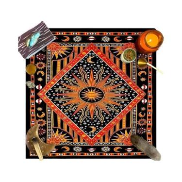 Imagem de Toalha De Mesa De Tarô Com Runas Das Fases Da Lua E Céu Estrelado, Toa