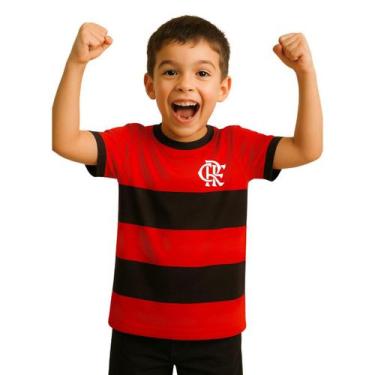 Imagem de Camiseta Infantil Flamengo Listras Oficial - Revedor, Tam 1, Vermelho,