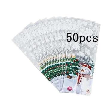 Imagem de Saco De Presente De Natal Com Estampa De Floco De Neve, Embalagem Plás