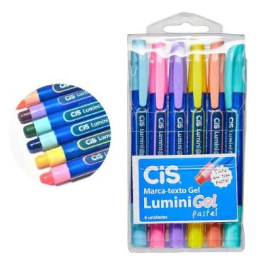 Imagem de Marca Texto Cis Lumini Gel Pastel com 6 Cores