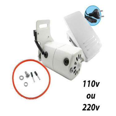 Imagem de Motor+Pedal Máquina Costura Doméstica 7000RPM, Singer etc, Branco, 220