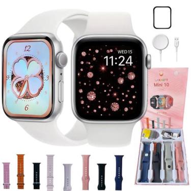 Imagem de Smartwatch Feminino Masculino W10 Mini 41mm Amoled Bluetooth Com 8 Pul