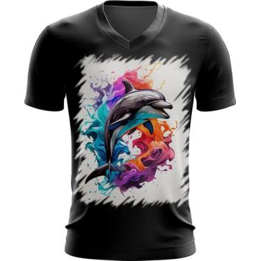 Imagem de Camiseta Gola V Golfinho Inteligência Arte Pintura 5 - Kasubeck Store®
