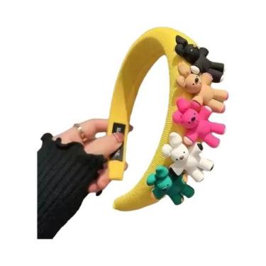 Imagem de Tiara De Cabelo Grande Com Flor Colorida Para Meninas, Acessório De Ca