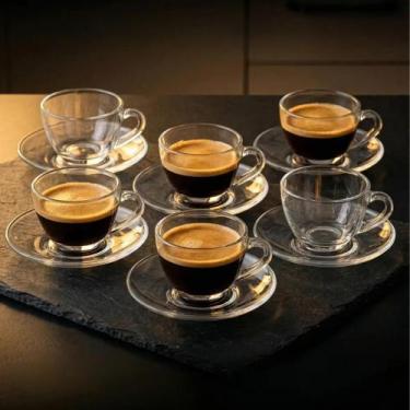Imagem de Conjunto Hauskraft 6 Xícaras Café Expresso 80ml Vidro Transparente com