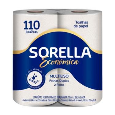 Imagem de Papel Toalha 2 Rolos Decorados Sorella Econômica 110 Folhas