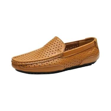 Imagem de Sapatos Casuais Masculinos De Verão Em Couro Genuíno Macio E Respiráve
