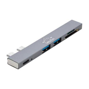 Imagem de Hub USB-C Dual Type-C 5 em 1 para 2*USB 2.0 + SD card + PD Charger - C