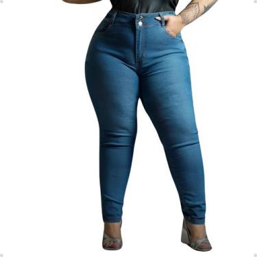 Imagem de Calça Jeans Cigarrete Plus Size Cintura Média Confortável - AZ04 JEANS