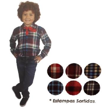 Imagem de Camisa Xadrez Flanelada C/ Lenço Fantasia Festa Junina De 2 À 8 Anos -