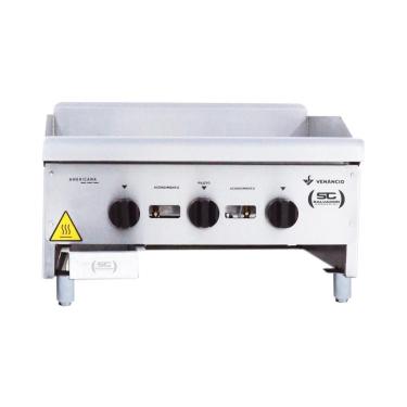 Imagem de Chapa Bifeteira Americana a Gás CG60 Lisa Inox 60cm 8mm com Conjunto de Espátulas Metalúrgica Venâncio