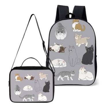 Imagem de Kit Mochila E Lancheira Termica Escolar Tema Gatinhos Gato - Use Nerd,