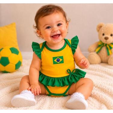 Imagem de Body Saia Bebê do Brasil Amarelo Manga Curta - Revedor, P