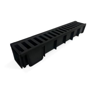 Imagem de Calha e Grelha Saída Lateral Linha Veicular Preto 9x50cm - E B F COMER