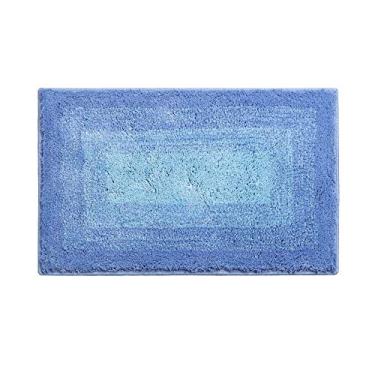 Imagem de Tapete de banheiro macio com moldura flocada gradiente tapete de chuveiro macio para absorção de água para sala de estar, banheiro, varanda, entrada, sala de lavar, azul celeste, 4565 cm