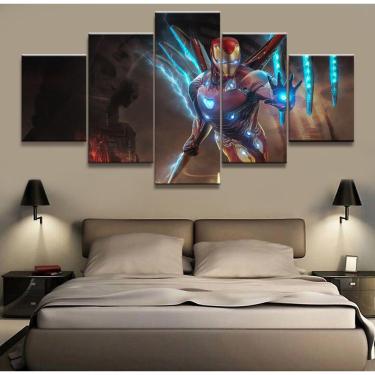 Imagem de Quadro Decorativo Homem de ferro A 5 peças 130x65 cm em teci