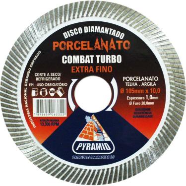 Imagem de Disco Diamantado Porcelanato Combat Turbo Extra Fino Corte a Seco/Refrigerado Corta Cerâmica Tijolo