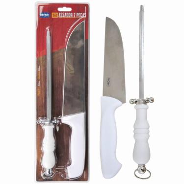 Imagem de Conjunto Assador 2 Peças Faca 9 E Chaira  - Mor 3345