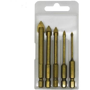 Imagem de Kit 5 Brocas De Videa furar Vidro Ceramica Madeira porcelanato garrafa jogo Ferramentas