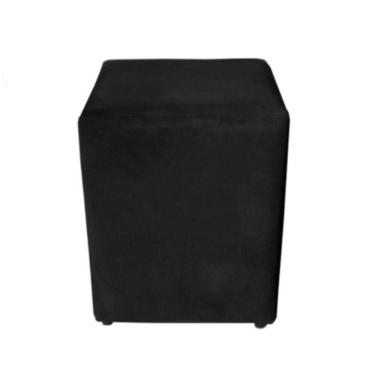 Imagem de Puff Para Sala Recepção Quadrado Dado, Suede Preto 45Cm