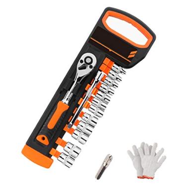 Imagem de HIOD Conjunto de chaves catraca 1/4 pol. Drive universal soquete conjunto conjunto de ferramentas de manutenção de reparo, 14 peças