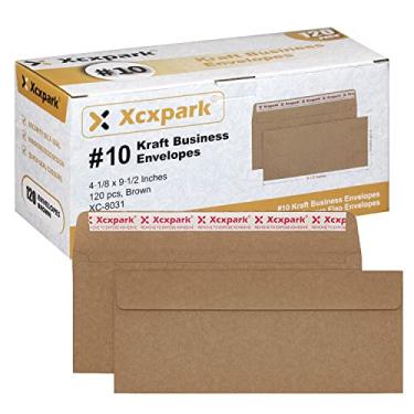 Imagem de Pacote com 120 envelopes de segurança Kraft #10 autoselantes da Xxcxpark, envelopes invisíveis superfortes, envelopes de vedação rápida, padrão de película de segurança, correio seguro - tamanho 10 x 24 cm - 11 kg - marrom