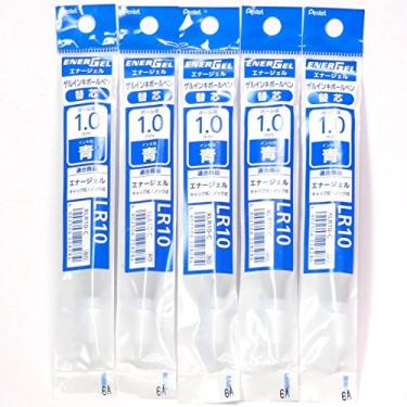 Imagem de Pentel Refil de tinta azul de 1,0 mm (XLR10-C), para caneta esferográfica de gel líquido EnerGel (BL60-C), pacote com 5 unidades/total de 5 peças (importação japonesa) [pacote original Komainu-Dou]