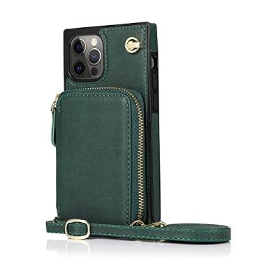 Imagem de Capa de telefone de carteira com zíper de cor sólida para iPhone 11 12 13 Pro Max 6 7 8 SE 2020 6P 7P 8P X XR XS MAX Porta-cartão Bolsa Capa Traseira, Verde Escuro, Para iPhone 11