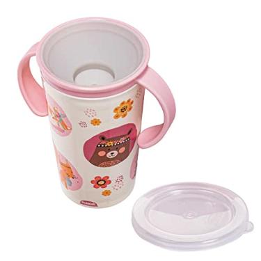 Imagem de Copo Infantil Antivazamento Com Alça 360 Magic 280 ML Plasutil (Bichinhos rosa)