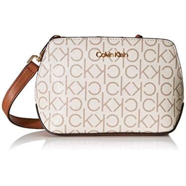 Imagem de Calvin Klein Bolsa tiracolo Lucy com compartimento triplo, Baunilha/cáqui/caramelo em relevo, One Size
