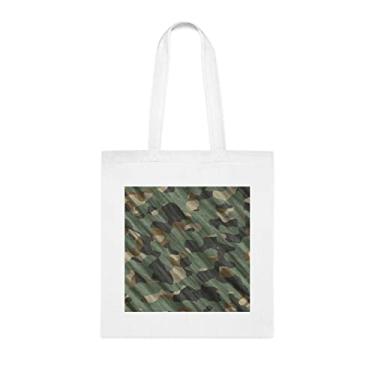 Imagem de Sacola de ilustração sem costura de fundo com padrão de camuflagem, presente divertido, bolsa de ombro, bolsas reutilizáveis, ideia de presente de cesta de Natal de aniversário, Branco