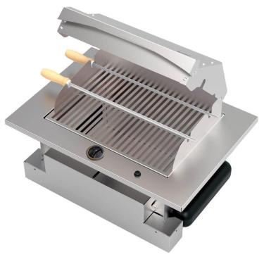 Imagem de Churrasqueira Cooktop à Gás Natural de Embutir Sem Fumaça com 2 Espetos Inox Saro