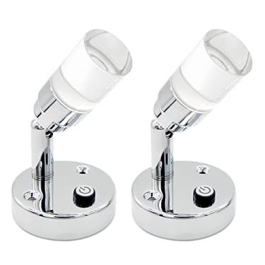 Imagem de Dream lighting Luzes RV de 12 volts RV LED Luz de Leitura de Cabeceira Interior Spot Luminárias com Swtich Cromado Branco Frio e Azul Iluminação 2W, Pacote com 2