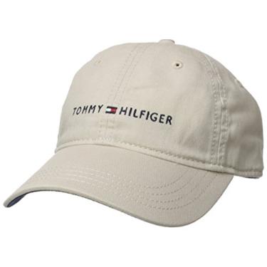 Imagem de Tommy Hilfiger Boné de beisebol masculino ajustável com logotipo de algodão, Pedra Tommy, Tamanho nica