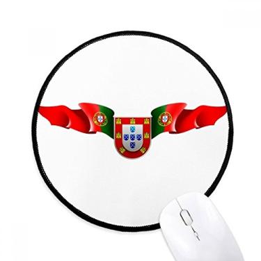 Imagem de DIYthinker Tapete de mouse com símbolo nacional de Portugal para mesa de escritório tapete redondo para computador