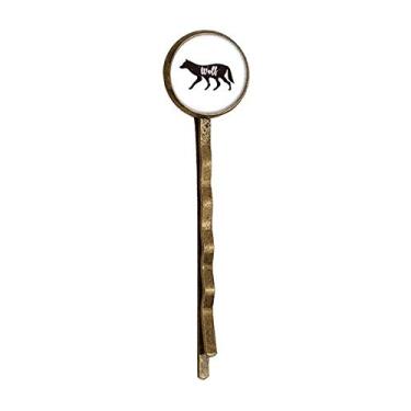 Imagem de Lobo preto e branco animal retrô metal cabelo grampo chapéu