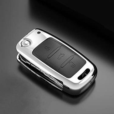Imagem de YJADHU Capa de chave de carro masculina feminina de liga de zinco, apto para VW Volkswagen Polo Golf 4 MK7 Golf 7 T5 Skoda Octavia A5 A7 Leon Ibiza Ateca Kodiaq,24