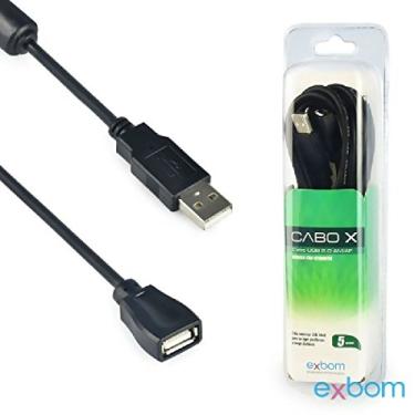 Imagem de Cabo Extensor USB 2.0 AM+AF 5 metros com Filtro Exbom CBX-U2AMAF50