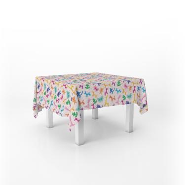 Imagem de Toalha De Mesa Quadrada Infantil Tecido Oxford Animais Coloridos Escultura Balão - 140x140cm