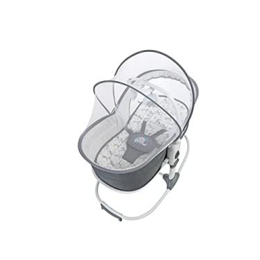 Imagem de Mastela Cadeira Infantil Balanço Manual Frente E Trás Com Moisés 6 em 1 Cinza com Verde Elefante