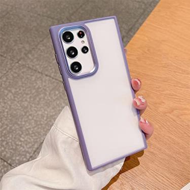 Imagem de Capa de anel de metal com lente translúcida para Samsung Galaxy S22 S22Ultra S22Plus à prova de choque Silicone macio Moldura de doces Capa traseira fosca, RD, para S22 Ultra