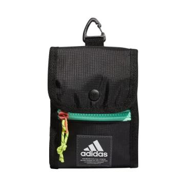 Imagem de adidas Bolsa de pescoço transversal para viagem e festival, Preto/Verde Menta Pulso/Rosa Fusão Semi Coral, One Size, Bolsa de pescoço transversal para viagem e festival