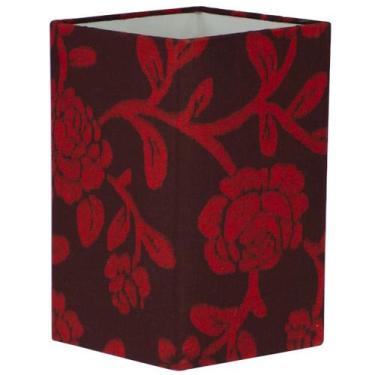 Imagem de Cúpula Quadrada De Abajur Tecido Floral Vermelho 12X20cm - Marryluz