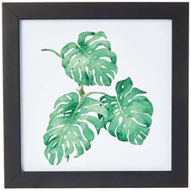 Imagem de Arte Maníacos Quadro Decorativo Folhas Costela de Adão - 32,5x23cm (Moldura caixa em laca preta)
